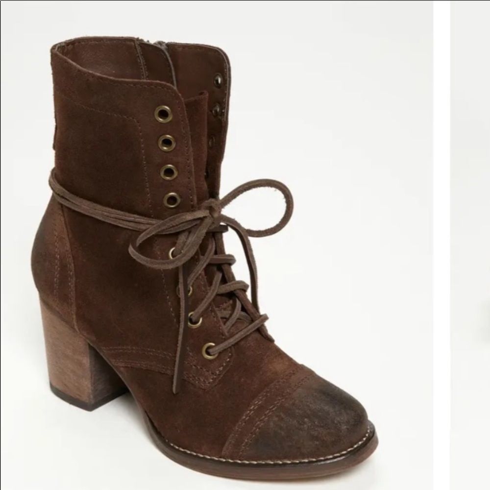 Steve Madden Gretell Brown Suede Lace Up Combat Lightweight Bootie Boot 8